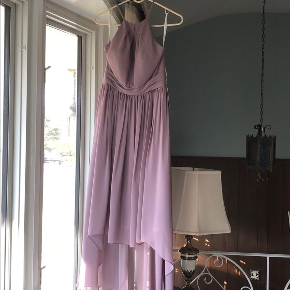 High-low halter bridesmaid dress